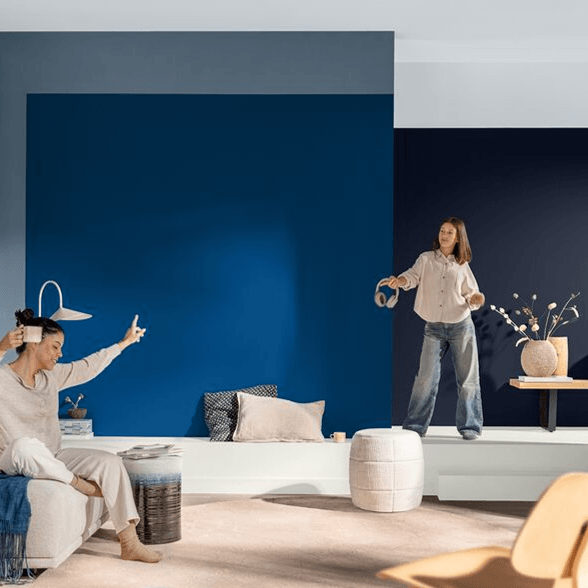 Vier sferen met blauw